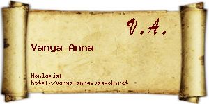 Vanya Anna névjegykártya