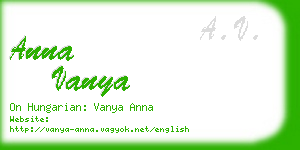 anna vanya business card